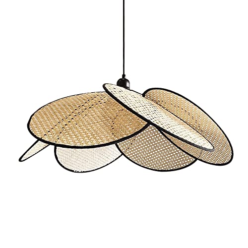 THAELY Luminaire Tissé En Forme De Pétales, 6 Pièces Lampe À Suspension Lanterne En Osier Rotin Plafonnier De Salle À Manger Minimaliste Luminaire Suspendu De Style Scandinave Pour Le Café Du Salon