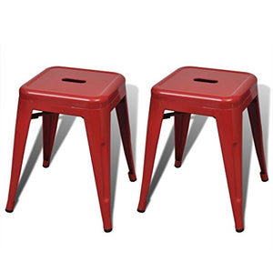 vidaXL Lot de 2 Petits tabourets en métal empilables Rouges