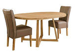 NORDICSTORY Table de salle à manger extensible ronde avec pieds croisés Moby, bois massif chêne, style moderne nordique ou scandinave pour salon, 4-8 personnes, 120-160 x 120 x 75 cm (Natural)
