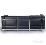 Kardiel Le Corbusier Style LC2 Canapé 3 places en cuir aniline Noir