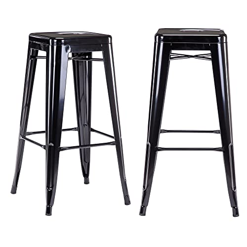 DUHOME Tabouret de Bar en Métal Lot de 2, 76cm Tabouret Haut Empilable Tabouret de Comptoir Industrielle pour Bar Bistro Cuisine
