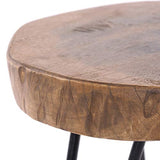 DESIGN DELIGHTS Table Basse en bois massif et métal Ø 34 cm, Hauteur 37 cm