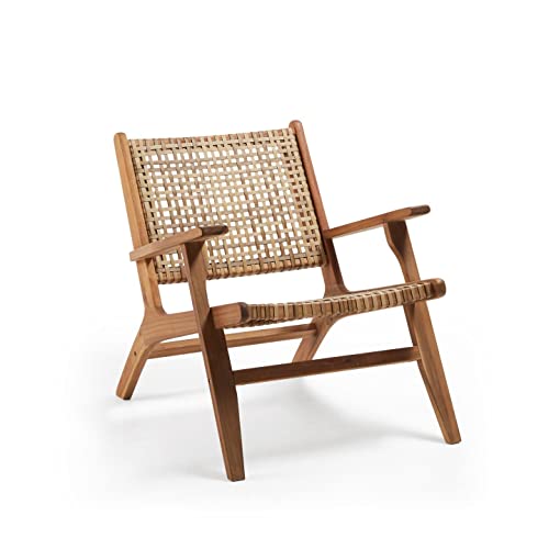 Kave Home - Fauteuil Grignoon avec accoudoirs en rotin et Structure en Bois Massif d Kave Home - Fauteuil Grignoon avec accoudoirs en rotin et Structure en Bois Massif d'acacia pour Usage intérieur et extérieur