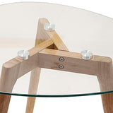 HOME DECO FACTORY HD3212 Tables Gigognes Verre Trempe Transparent Resistant Galet Bois Deco Moderne Salon, 60 x 45 x 43 cm