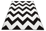 TAPISO Bali Tapis de Salon Chambre Ado Design Moderne Blanc Noir Géométrique Zigzag Poil Court Lisse 300 x 400 cm