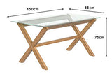 Movian Marque Amazon Table de Salle à Manger rectangulaire en chêne Massif et Verre trempé 150 x 85 x 75 cm
