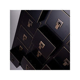 Tousmesmeubles Chiffonnier Noir Meuble Chinois 15 tiroirs - Pekin - L 63 x l 26 x H 105 - Neuf