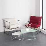 BESTSOON Canapé Chaise Fer Moderne Lounge Chair Arm for Le Salon, Chambre, Club, Bureau Rouge Blanc Salon Chambre Balcon Fauteuil Étude (Color : White, Size : 68x68x73cm)