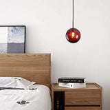 LFsem Plafonnier Simple Tête Coloré Ø15cm Globe En Verre Suspension E27 Loft Chambre Restaurant Suspension Lustre Simple Moderne (Rouge)