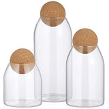 UPKOCH 3Pcs Pot en Verre avec Joint Hermétique Couvercle en Bois Boule Clair Pot de Bonbons Mason Bocaux Boîte de Stockage des Aliments pour Servir du Thé Café Épices Sucre Sel Taille (S