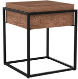 Marque Amazon - Rivet - Table d'appoint à 1 tiroir, en noyer et à structure en métal noir, 43 x 43 x 52 cm