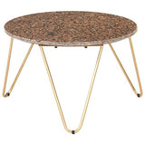 HINSD Table basse marron 65 x 65 x 42 cm en pierre véritable avec texture marbre