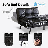Opoiar Canapé-lit futon avec cadre et matelas, noir en mousse à mémoire de forme, siège futon, canapé couchette moderne pliable pour petit espace/bureau/appartement