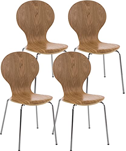 CLP Lot De 4 Chaises Empilables Robustes Diego I Chaises Empilables en Bois avec Dossier I Siège Confortable Forme Ergonomique I Pratique, Couleur:chêne