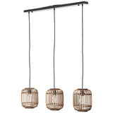 Suspension Lampe décorative Nature 3 x E27 max. 40 W en métal/rotin marron clair noir