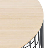 [en.casa] Lot de 2 Tables Basses Design Tables de Salon de Tailles Différentes Paniers à Plateaux Amovibles Métal MDF Noir Chêne Clair