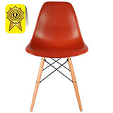 Decopresto 2 x Chaise Design Scandinave Haut: 48 Orange Vintage Pieds Bois Naturel DP-DSWL48-OV-2