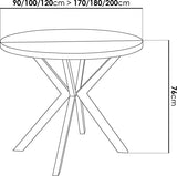 WFL GROUP Table à Manger Extensible Ronde - Table Style Loft avec Pieds en Métal - 100 à 180 cm - Table Carré Style Industriel pour Le Salon - Compacte - Chêne Craft - 100 cm