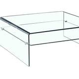 Meubletmoi Table Basse Verre trempé - Design carré avec étagère vitrée - Style Salon Moderne épuré - Ice