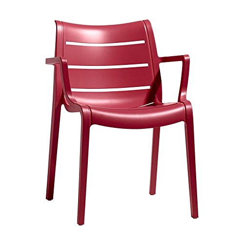 arredinitaly – Lot de 4 fauteuils pour extérieur et intérieur en tecnopolimero – Rouge – 100% Made in Italy