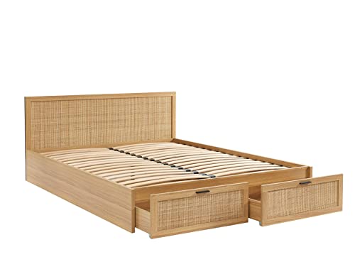BAÏTA AMANA Corner TV Unit in Oak Effect and Rattan Weave, 115cm BAÏTA AMANA Corner TV Unit in Oak Effect and Rattan Weave, 115cm