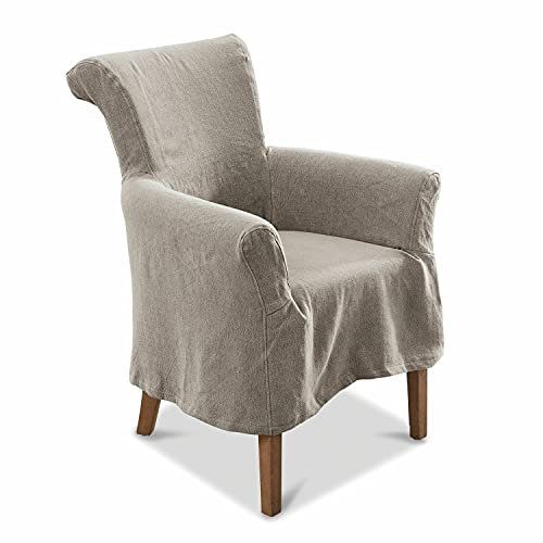 Loberon® Fauteuil Amherst - Bois de chêne, Coton - H/L/P env. 89/60/65 cm - Gris