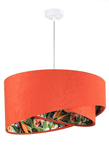 Suspension JILLIEN orange multicolore tissu floral aspect velours pour table à manger salon