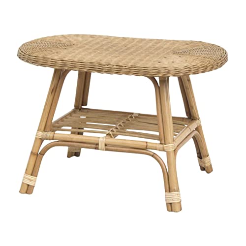 DECOCLICO - Table Basse Ovale rotin Naturel - Bohême - L 73 x l 45 x H 50 cm - Rotin
