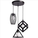 STOEX Suspension Luminaire Vintage Cage Métal, Lustre Industriel 3 Lampes E27 Corde Ajustable pour Salon Cuisine Chambre
