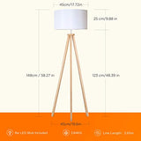 Tomons LED Lampadaire Dimmable Stepless Trépied en Bois à de Style Scandinave, Moderne pour Salon, Chambre à Coucher, Bureau, Hôtel et Bureau, Ampoule 8W Non-Scintillante Incluse