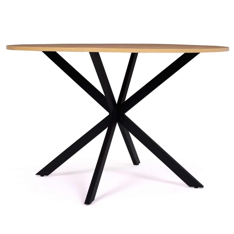 IDMarket - Table à Manger Alix Ronde 4-6 Personnes Pied araignée Bois et Noir IDMarket - Table à Manger Alix Ronde 4-6 Personnes Pied araignée Bois et Noir