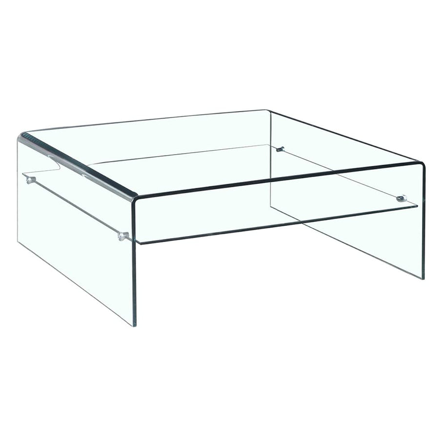 Meubletmoi Table Basse Verre trempé - Design carré avec étagère vitrée - Style Salon Moderne épuré - Ice Meubletmoi Table Basse Verre trempé - Design carré avec étagère vitrée - Style Salon Moderne épuré - Ice