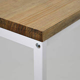 Table d'entree Console iCub Big Wood industriel vintage bois 3cm et métal Blanc 100x30cm. 80cm haute