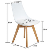 Homeinart Ajie Lot de 4 Chaise de Cuisine pour Salle à Manger Design scandinave avec Assise rembourrée avec Pieds en Bois de hêtre Massif - Blanc