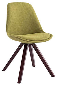 Chaise De Salle A Manger Toulouse en Tissu I Chaise Visiteur Style Scandinave avec Dossier Et Assise Rembourrés I Piètement Bois Rond, Couleur:Vert, Couleur du Cadre:Cappuccino