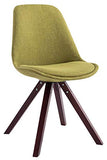 Chaise De Salle A Manger Toulouse en Tissu I Chaise Visiteur Style Scandinave avec Dossier Et Assise Rembourrés I Piètement Bois Rond, Couleur:Vert, Couleur du Cadre:Cappuccino