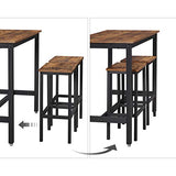 VASAGLE Lot Table et Chaises de Bar, Table Haute avec 2 Tabourets de Style Industriel, pour Cuisine, Salle à Manger, Salon, Marron rustique LBT15X