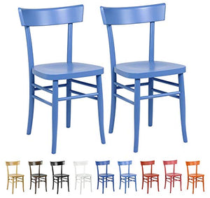 Lot de 2 chaises de cuisine en bois Milano - Bleu