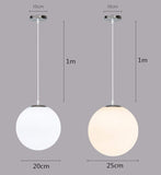 AUA Lustre boule en verre, Lampe suspension, Lampe intérieur simple pour Chambre Salon Couloir Restaurant Café 1pcs (25CM)