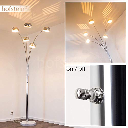hofstein Lampadaire Nikkala, lampe sur pied en métal chromé avec effet de lumière, 5 x E14, lampe sur pied avec socle en marbre, sans ampoules