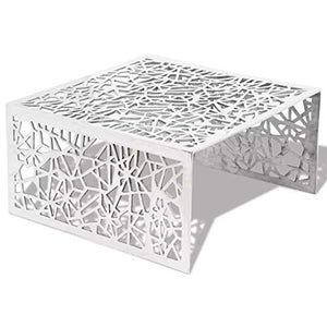 vidaXL Table Basse Table de Salon Aluminium Design géométrique ajouré Argent