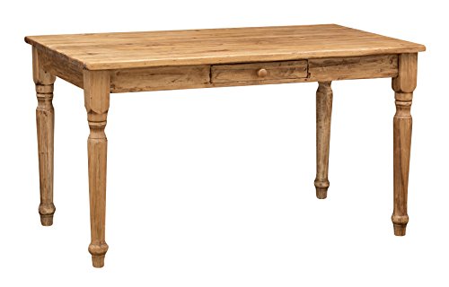 Biscottini Bureau Vintage Bois 120 x 80 x 80 cm | Bureau en Bois ou Table de Cuisine avec tiroir | Table a Manger pour la Cuisine | Table Bois