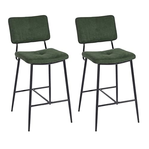 MEUBLE COSY Lot de 2 Tabouret de Bar avec Dossier et Repose-Pieds, Siège Rembourrés de 69 cm de Haut, Cadre en métal, Chaises Hautes en Tissu, Style Industriel, Vert MEUBLE COSY Lot de 2 Tabouret de Bar avec Dossier et Repose-Pieds, Siège Rembourrés de 69 cm de Haut, Cadre en métal, Chaises Hautes en Tissu, Style Industriel, Vert