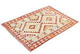 Nain Trading Kilim Afghan Tapis oriental tissé à la main Beige 121 x 88 cm