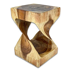 Fahome Tabouret en bois de saman massif torsadé