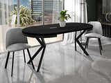 WFL GROUP Table à Manger Extensible Ronde - Table Style Loft avec Pieds en Métal - 90 à 170 cm - Table Carré Style Industriel pour Le Salon - Compacte - Noir - 100 cm