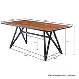 Wohnling Table de salle à manger en bois massif et métal - 180 x 77,5 x 90 cm - Table de cuisine Loft massif - Table en bois avec structure en métal - Noir