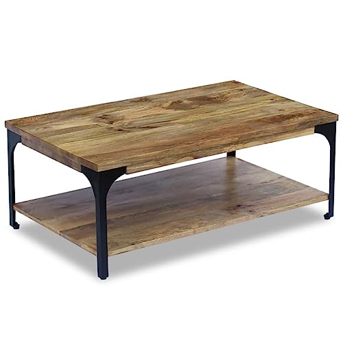 vidaXL Table Basse Table d'Appoint Etagère Bout de Canapé Bois de Manguier