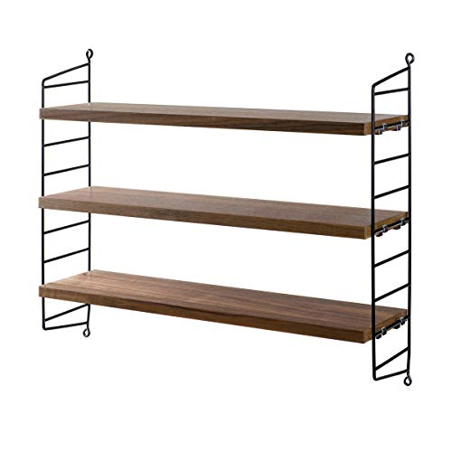 String Pocket Bibliothèque Noir / étagères en Noyer plaqué, Standard