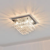 Plafonnier Lampe de Plafond Aluminium Cristal Artistique Chrome et Blanc 38 x 38 cm